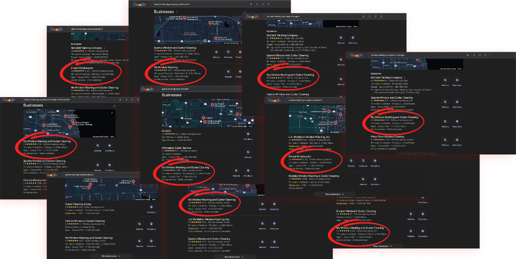 Local SEO results proof - Google Maps rankings achieved by Rank Me Higher clients