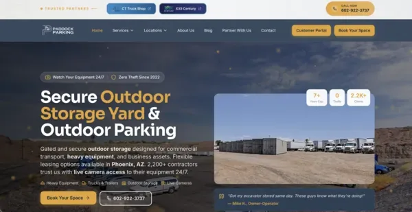 Paddock Parking - Storage Yard · Phoenix, AZ - Custom website by Rank Me Higher