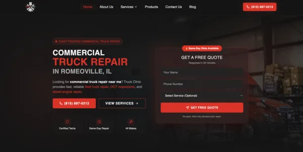 Truck Clinic website
